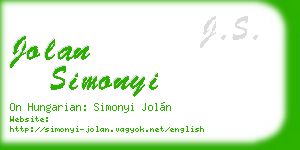 jolan simonyi business card